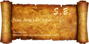Sax Boglárka névjegykártya